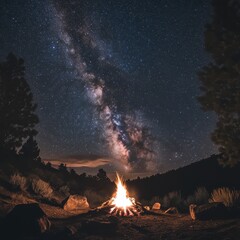 Night sky campfire