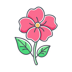 Naklejka premium A Delicate Pink Flower with Lush Green Leaves Blooming in Springtime