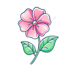 A Delicate Pink Flower with Vibrant Green Leaves a Charming Botanical Illustration