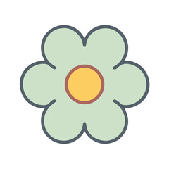 A Simple Six Petal Flower with a Yellow Center Cute Illustration Graphic Design