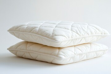 Stacked Pillows in White Bedding for Sleep and Comfort