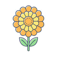 A Vibrant Illustration of a Yellow and Orange Flower with Green Leaves