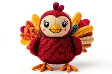 Turkey Plush Toy Standing Isolated on White Background