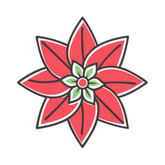 Beautiful Red Flower with Green Center Detailed Illustration Graphic Design