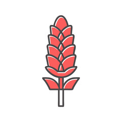 Stylized Illustration of a Red Flower or Plant with Overlapping Petals and a Single Stem