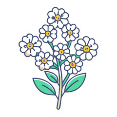 Charming Bouquet of Delicate White Flowers with Yellow Centers and Lush Green Leaves