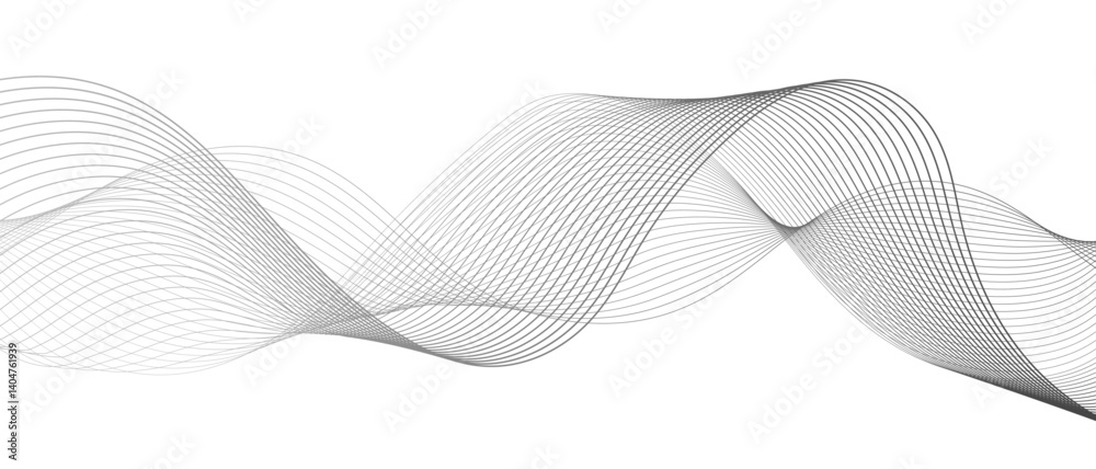 Leinwandbilder minimalist abstract wave design consisting of smooth, flowing black and gray lines on a white backgr