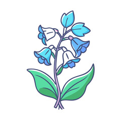 A delightful illustration of bluebell flowers with vibrant green leaves