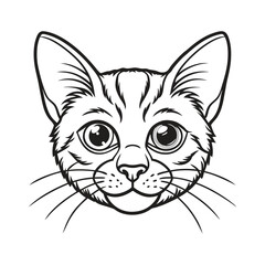 Black cat face line art coloring book page for kid's vector art illustrations