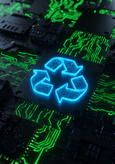Recycling Data Technology, Electronic Waste Management Concept.information technology, health, circuit, light, ai generated