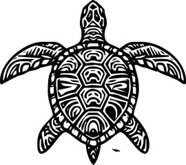 Fototapeta premium Line Art Illustration of sea Turtle. Vector Graphic.