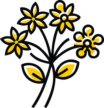 yellow flowers black outline simple clip art preview