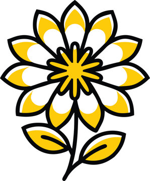 yellow flower with black outline clip art preview