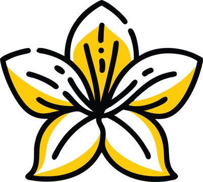 yellow flower with black outline clip art preview