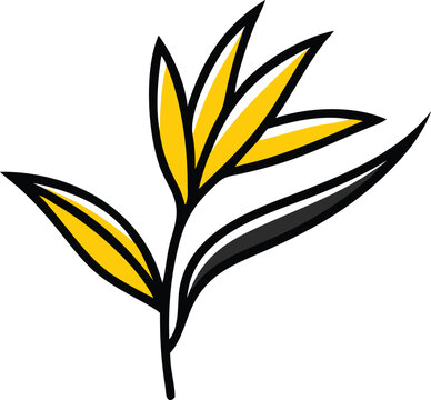 yellow flower with black outline clip art preview