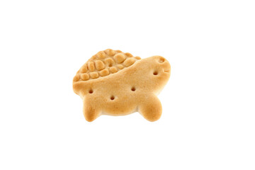 Cookies in the form of animals on a white background. Heap of delicious crispy zoological biscuits. Full depth of field.