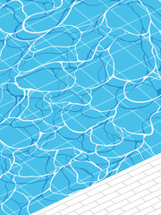 Small ripples on the water in an artificial pool. Vector illustration. Sketch for creativity.