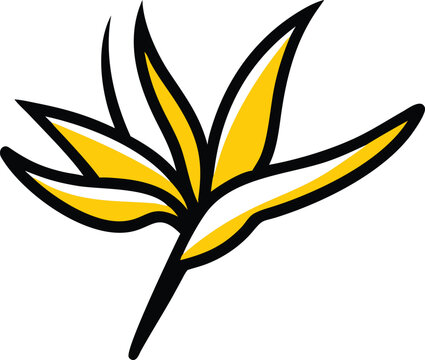 yellow bird of paradise flower outline clip art preview