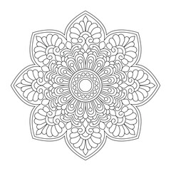 Creative Geometric Mandala for kids coloring book page, vector file
