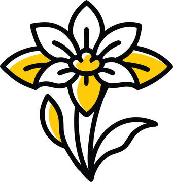 yellow flower with black outline clip art preview