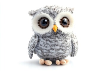 Fototapeta premium Cute Owl Plush Toy Isolated on White Background