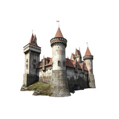 Fototapeta premium Majestic Medieval Castle on a Hilltop - 3D Render