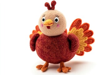 Stuffed Bird Toy Standing on White Background