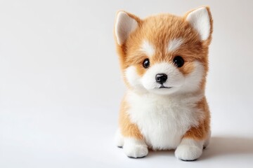 Sitting Puppy with Fluffy Fur Looking Forward