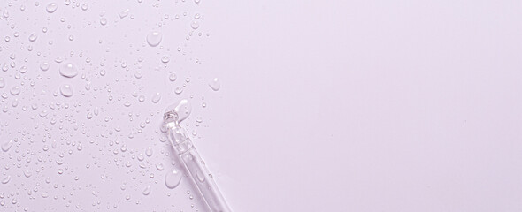 The texture of cosmetic micellar water or moisturizing toner. Copy space