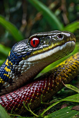Fototapeta premium colorfull snake in the grass