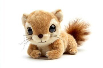 Obraz premium Cute Squirrel Toy Posing on White Background for Children