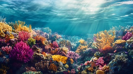 Vibrant coral reef underwater scene