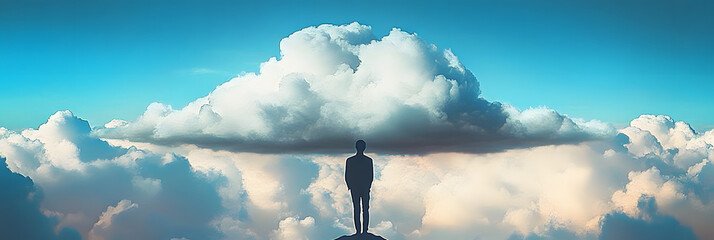 Fototapeta premium an surrealism simplicity, with clouds background, copy space for text