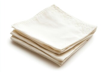 Folded Napkins Stacked Square White Linen