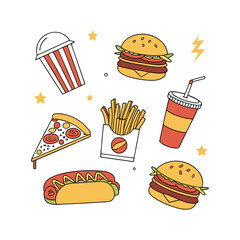 fast food collection set vector icon