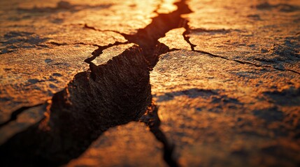 Sunset Over Cracked Earth: A Vivid Depiction of Drought and Aridity