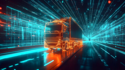 futuristic shipping road hologram