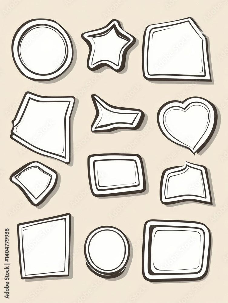 Leinwandbilder outlined sticker shapes in various designs over a flat beige background create a clean and modern ae