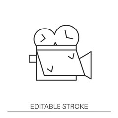 Event video production line icon. Videography, photography and filmmaking concept. Live shooting and broadcasting sing. Isolated vector illustration. Editable stroke