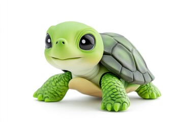 Fototapeta premium Cute Baby Turtle Smiling on White Background