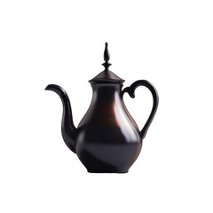 Elegant Dark Coffee Pot with Ornate Lid - 3D Render