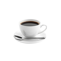 Aromatic Cup of Black Coffee with Spoon on Saucer