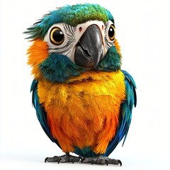 Fototapeta premium Vibrant Blue and gold Macaw Parrot Bird Closeup Portrait Exotic Pet