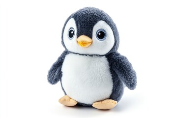 Obraz premium Cute Plush Penguin Standing Isolated on White Background