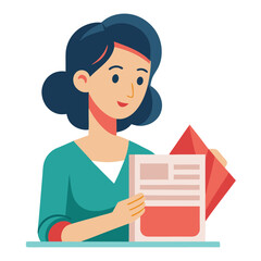 woman-reading-newspaper-in-a-flat-design-vector image on white background