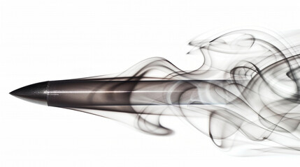 A Moment of Impact Frozen in Time: A speeding bullet shatters upon collision, sending forth a burst of golden sparks and dark fragments against a stark white backdrop, capturing raw power and destruct