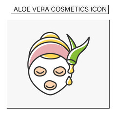 Cosmetology color icon. Facial mask with aloe vera extract. Beauty procedure in spa. Skin care. Aloe vera cosmetics concept. Isolated vector illustration