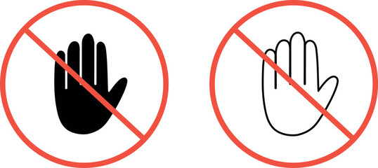 Stop hand sign, vector icon set, EPS10