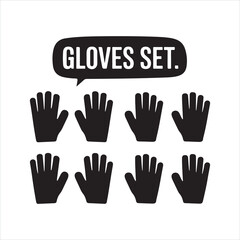 gloves set black silhouette
