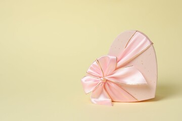Beautiful gift box on color background